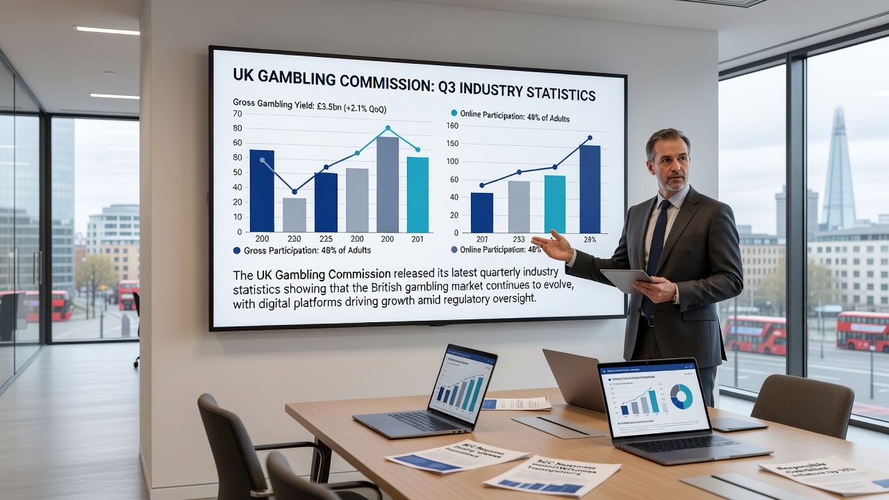 Visual breakdown of UK gambling sectors, contrasting online slots growth against betting declines in Q4 2025 data