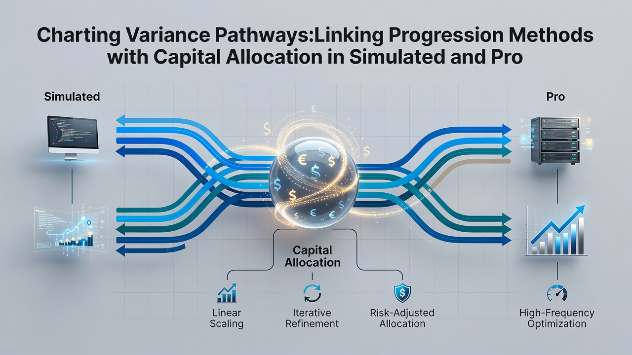 Side-by-side comparison charts of simulated versus live dealer variance outcomes with capital allocation overlays