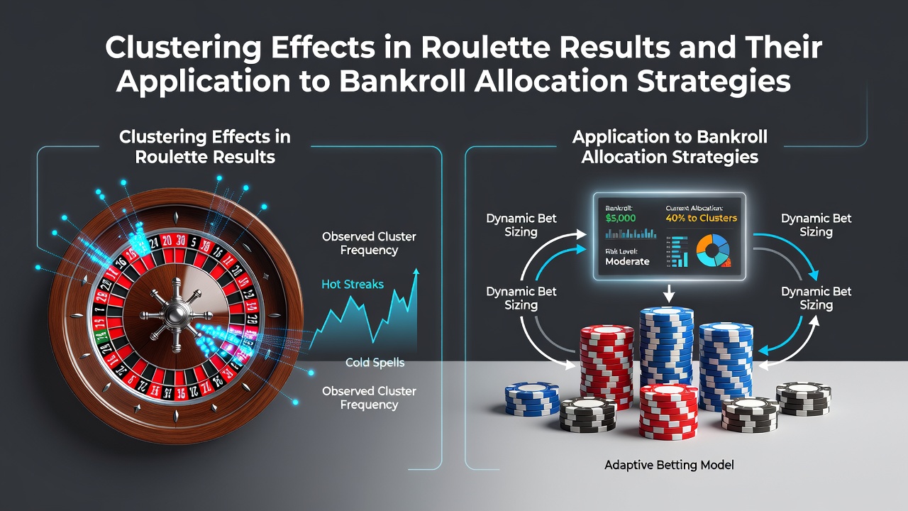 Bankroll allocation chart showing segmented betting units next to roulette outcome clusters