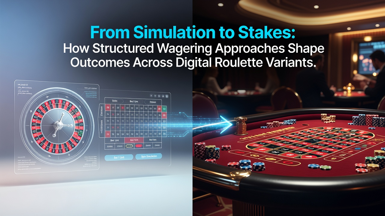 Digital roulette wheel interface showing simulation mode transitioning to real stakes play
