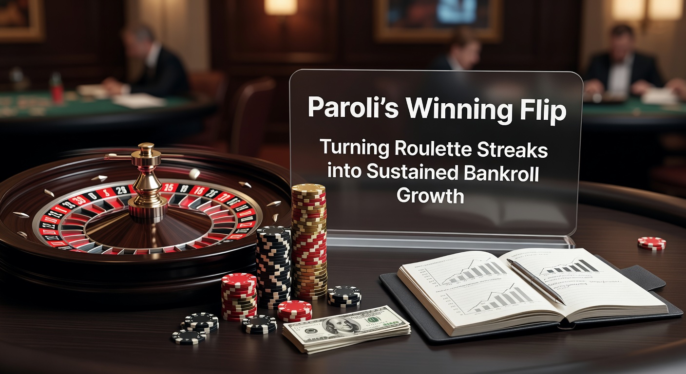 Roulette wheel spinning with chips stacked in a progression pattern, illustrating Paroli betting streaks