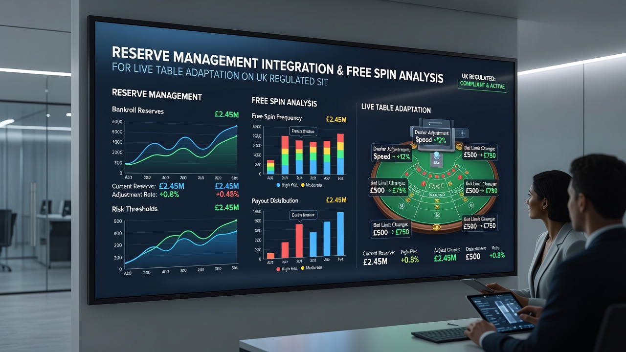 Live dealer roulette table interface showing real-time adaptation indicators linked to reserve and spin analysis modules