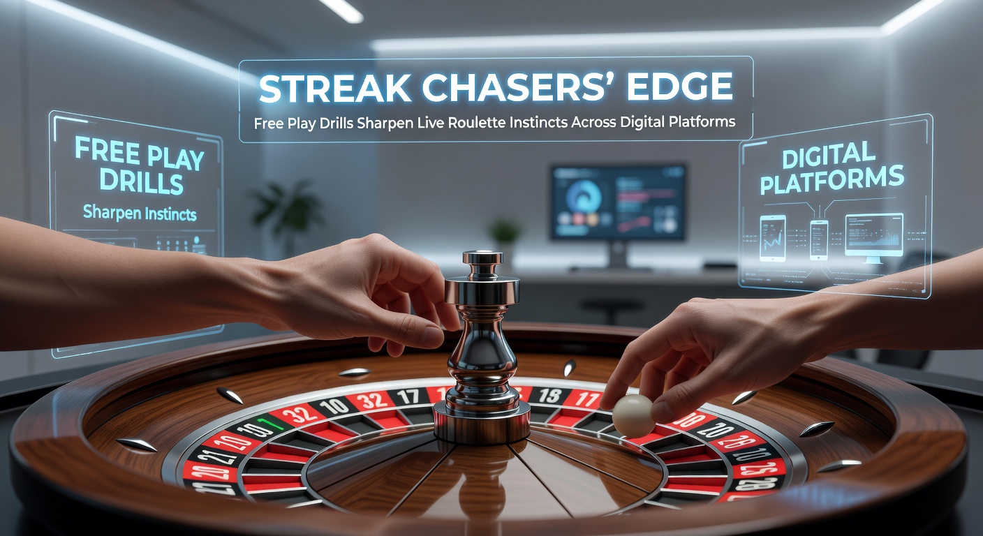 Digital roulette wheel spinning in free play mode, with streak patterns highlighted on screen