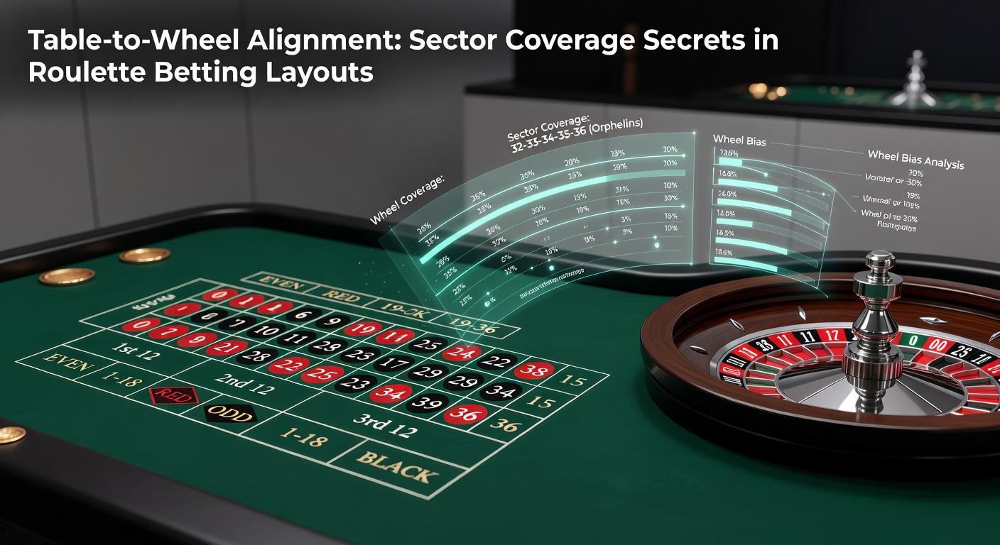 Close-up of a roulette table layout aligned with the wheel's number sectors, highlighting key betting zones like voisins and tiers