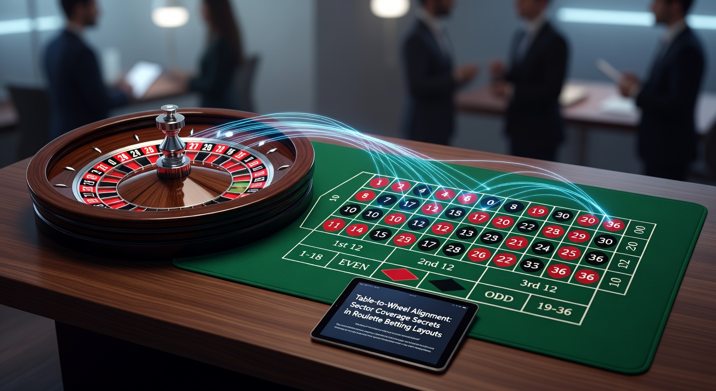 Illustrated diagram showing roulette wheel sectors overlaid on the table betting layout, with color-coded zones for voisins, tiers, and orphelins